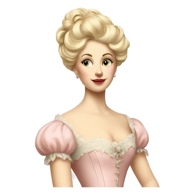 vintage rococo white and blonde woman in a light pink gown  sticker