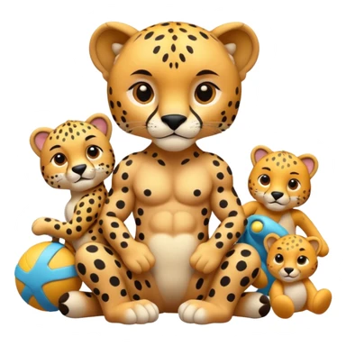 cheetah with a body and toys sticker