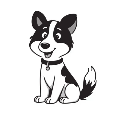 Border collie dog with only one black ear sticker