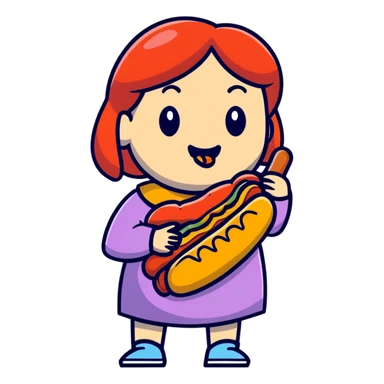 Woman with hotdog in mouth sticker