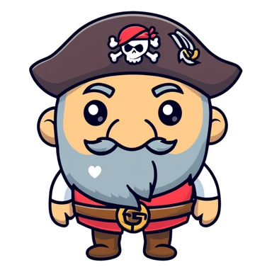 Old bearded pirate with eye patch and heart eyes looking with admiration sticker