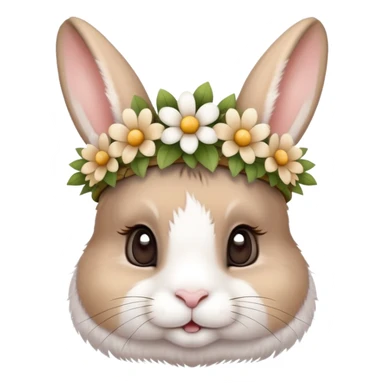 cute rabbit wearing a flower crown sticker