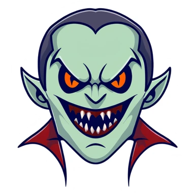 Scary vampire with long bloody fangs sticker