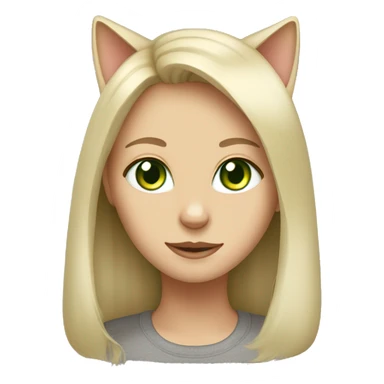 Grey cat with blonde girl green eyes sticker