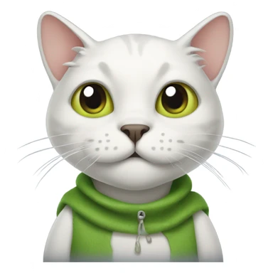 Cat with grey beard and frog leg as a ear sticker