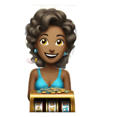 Lady winning at a slot machine  sticker