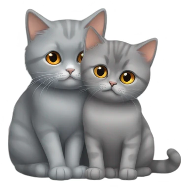 Orange persian young cat hugs the grey british shorthair young cat sticker