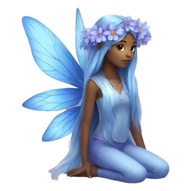 Beautiful, blue flower, fairy, blue, silver, purple, long hair, big wings sticker