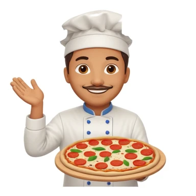 smiling Italian chef spinning pizza dough sticker