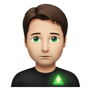 Mulder from the x-files looking very very worried (not trusting anyone today) while wearing a dark t-shirt with no markings. A green beam of light from a UFO illuminates him sticker