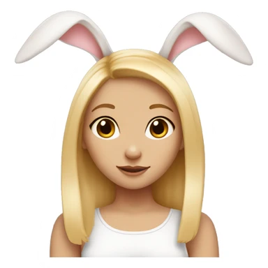 Bunny, light skin girl with blond hair, bunny ear sticker