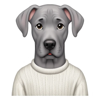  Realistic Grey Great Dane wearing a white knit sweater  sticker