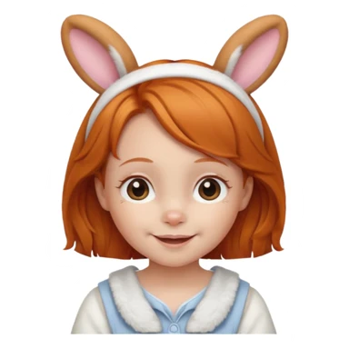 bunny ear wearing ginger small kid sticker