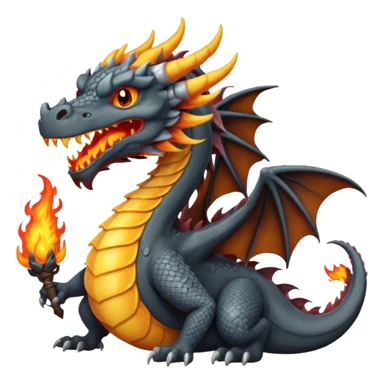 a dark gray dragon with 3 heads that breathes fire sticker