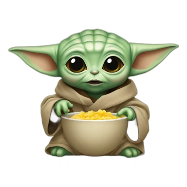 baby yoda eating sticker