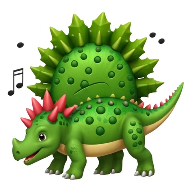 cartoon stegosaurus with music notes funny face sticker