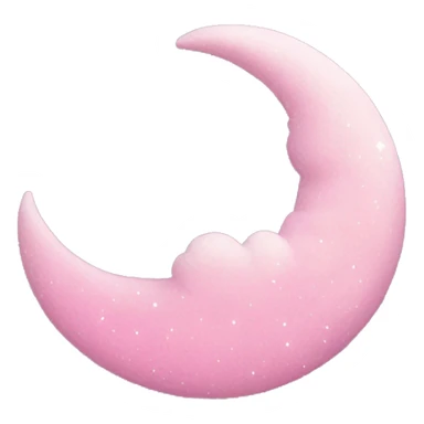 Pink crescent moon with sparkly white clouds sticker