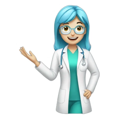 Smart dentist girl waving sticker