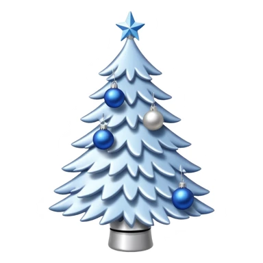 White christmas tree with blue and silver decoration sticker