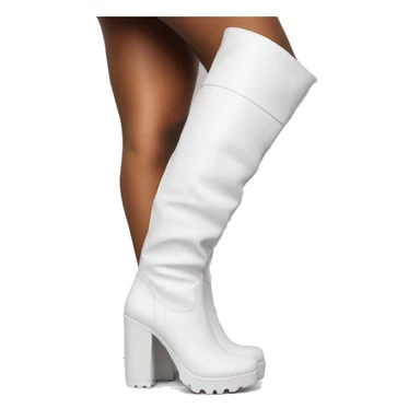 white knee high chunky heel boots sticker