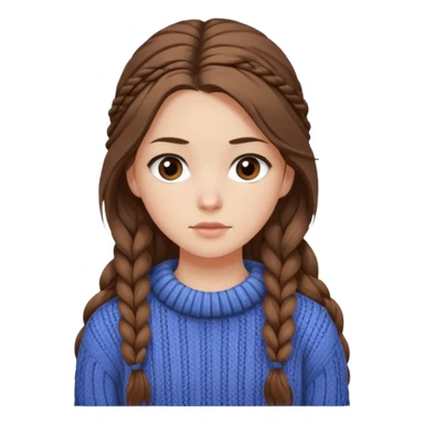 Chica blanca de pelo castaño ojos oscuros atractiva y con jersey de invierno pelo muy largo recogido con unos mechones saliendo sticker