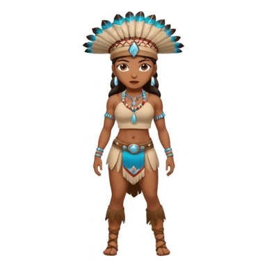 native american brown skin sexy girl, full body, muscled, with traditional outfit and hat sticker