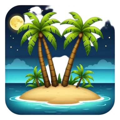 Isla y palmeras negras, en la noche, sticker