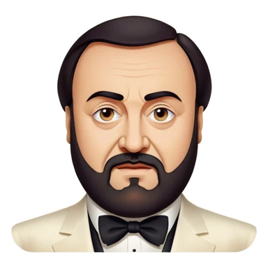 Cinematic Realistic Luciano Pavarotti Portrait Emoji, depicted as a charismatic operatic tenor with expressive eyes and commanding stage presence, rendered with rich elegant textures and warm theatrical lighting that captures his timeless vocal brilliance. sticker