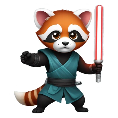 Red Panda ninja holding a light saber sticker