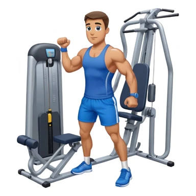 standing fit man with blue shorts cable-machine exercise sticker