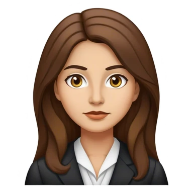 Woman lawyer with long brown hair and olive skin white face sticker