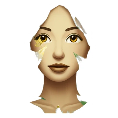  Hemp 420 lady face melting gold drizzle kintsugi palm leaves tropical made of 420 origami newspaper roses hemp leaves lantern fairy lights burning paper and hemp leaves in hair sticker