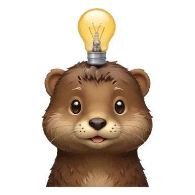 otter with lightbulb on the head sticker
