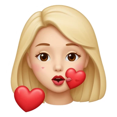 A cute circular blowing a smooch kiss with heart and little bite on the lower lip sticker