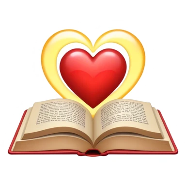 A book with a glowing light or a heart symbol sticker