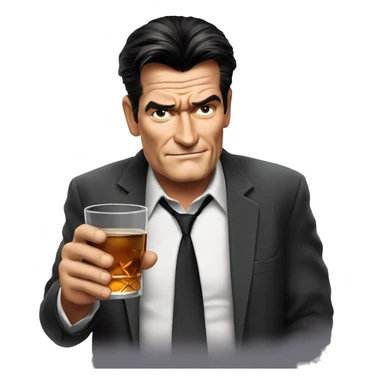 charlie sheen in two and a half man drinking a glass of whiskey sticker