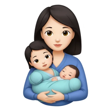 A Chinese mother with 1 newborn. sticker