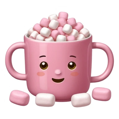 Kakao in pinker Tasse mit pink weißen mini marshmallow sticker