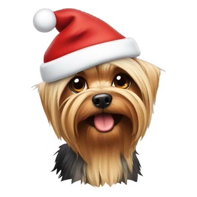 Yorkie wearing Santa hat sticker