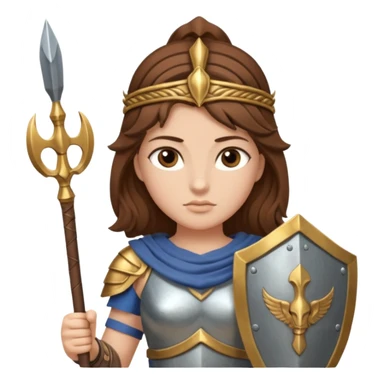 brown haired Athena the Greek goddess of disciplined, strategic warfare, calm, commanding figure leading with intelligence not force. wears light armour carries a spear, symbolising protection precise judgement. strategy, not aggression, embodying clarity, foresight and decisive action. sticker