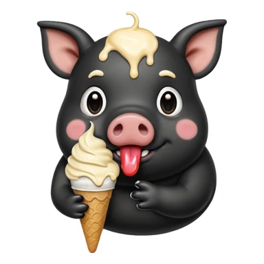 black pig with ice cream sticker