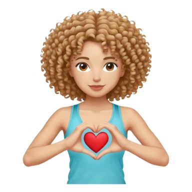 Mulher cabelo cacheado usando regata da Nike, fazendo coraçãozinho  sticker