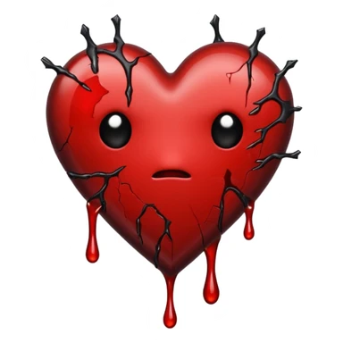 BROKEN BLACK HEART, LITTLE DARK RED BLOOD, DRIPS FROM THE BROKEN CRACK. sticker