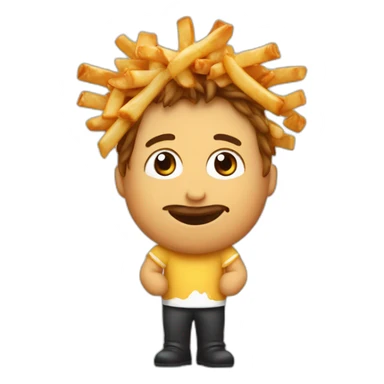 Poutine with messy hair and a little chicken  sticker