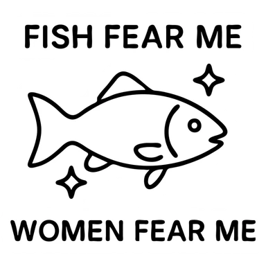 fish with sparkles with text fish fear me women fear me sticker