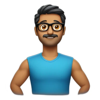 Indian man in blue tshirt and black specs in cinema hall sticker