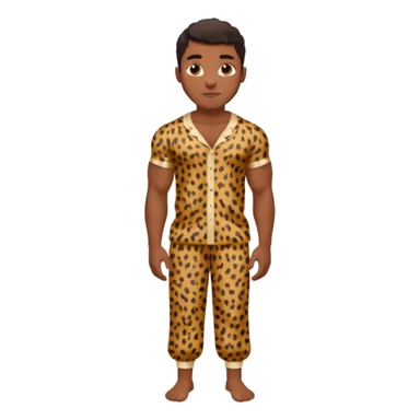 Handsome Black guy with brown skin tone, with muscular build, wearing loose fitting leapard print pajamas and white slippers  sticker