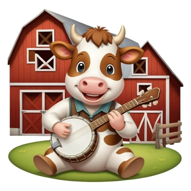 Cow playing banjo sticker