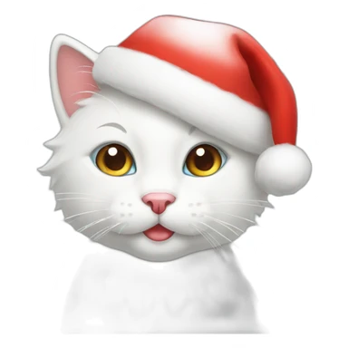 christmas white kitty in red hat sticker