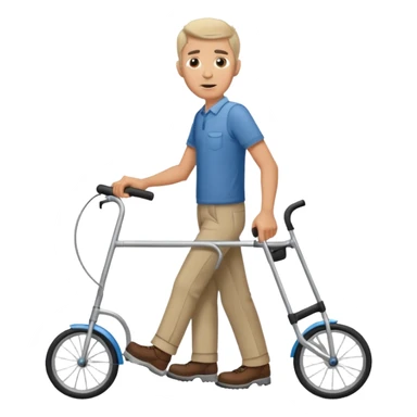 Caucasian Man using a walker with a bike horn on it sticker